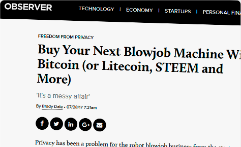 Buy Your Next Blowjob Machine With Bitcoin (Or Litecoin, STEEM And More)