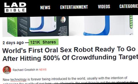 World's First Oral Sex Robot Ready To Go After Hitting 500% Of Crowdfunding Target